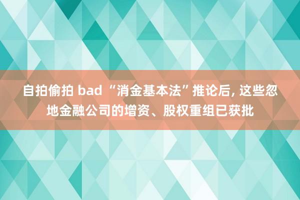 自拍偷拍 bad “消金基本法”推论后， 这些忽地金融公司的增资、股权重组已获批