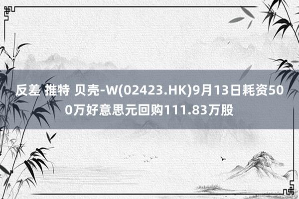 反差 推特 贝壳-W(02423.HK)9月13日耗资500万好意思元回购111.83万股