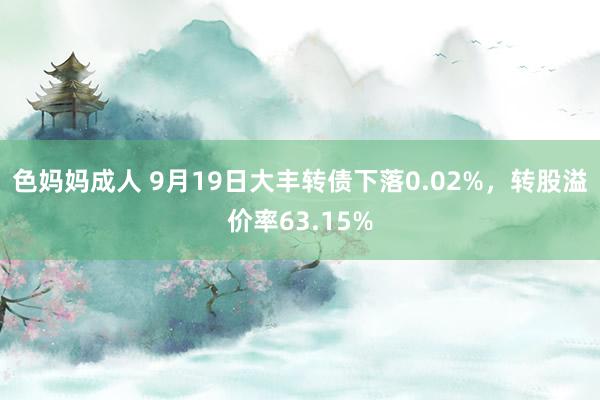 色妈妈成人 9月19日大丰转债下落0.02%，转股溢价率63.15%