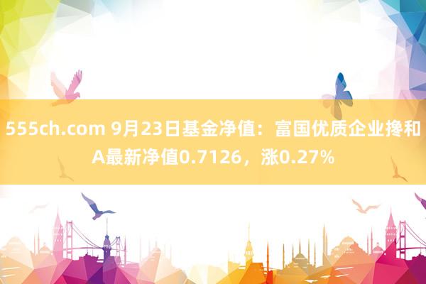 555ch.com 9月23日基金净值：富国优质企业搀和A最新净值0.7126，涨0.27%