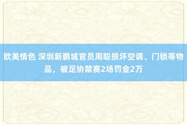 欧美情色 深圳新鹏城官员周聪损坏空调、门锁等物品，被足协禁赛2场罚金2万