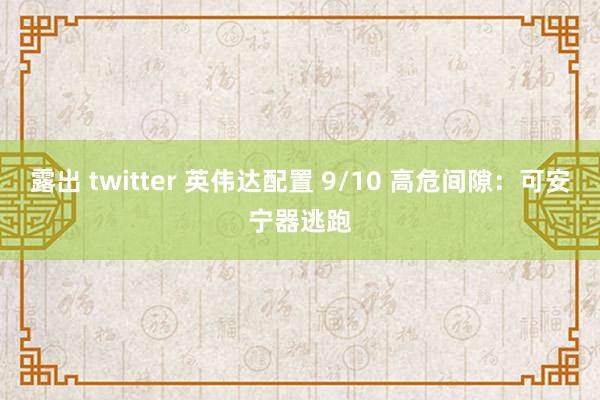 露出 twitter 英伟达配置 9/10 高危间隙：可安宁器逃跑