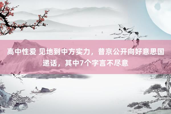 高中性爱 见地到中方实力，普京公开向好意思国递话，其中7个字言不尽意