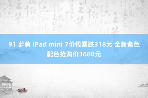 91 萝莉 iPad mini 7价钱暴跌318元 全新紫色配色抢购价3680元