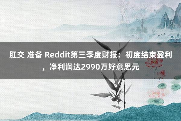 肛交 准备 Reddit第三季度财报：初度结束盈利，净利润达2990万好意思元