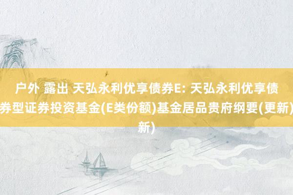 户外 露出 天弘永利优享债券E: 天弘永利优享债券型证券投资基金(E类份额)基金居品贵府纲要(更新)