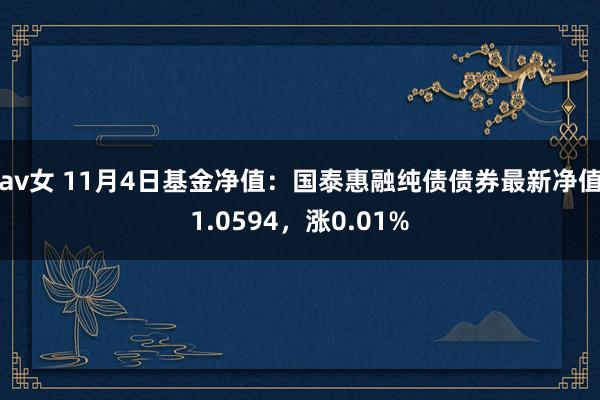 av女 11月4日基金净值：国泰惠融纯债债券最新净值1.0594，涨0.01%