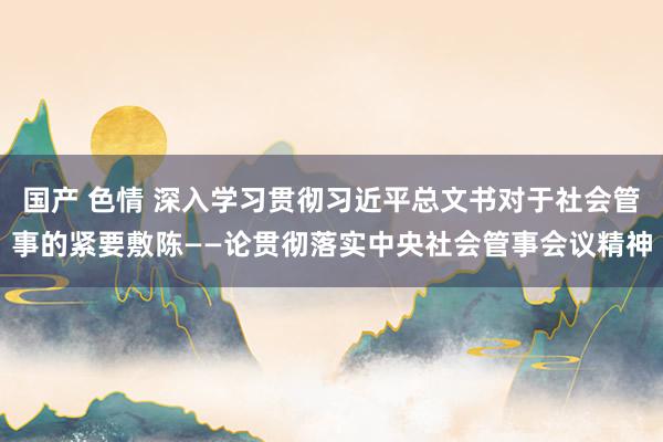 国产 色情 深入学习贯彻习近平总文书对于社会管事的紧要敷陈——论贯彻落实中央社会管事会议精神