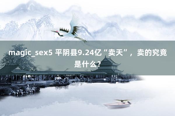 magic_sex5 平阴县9.24亿“卖天”，卖的究竟是什么？