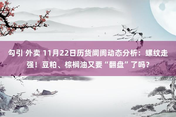 勾引 外卖 11月22日历货阛阓动态分析：螺纹走强！豆粕、棕榈油又要“翻盘”了吗？