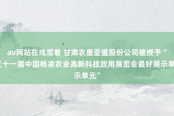 av网站在线观看 甘肃农垦亚盛股份公司被授予“第三十一届中国杨凌农业高新科技效用展览会最好展示单元”