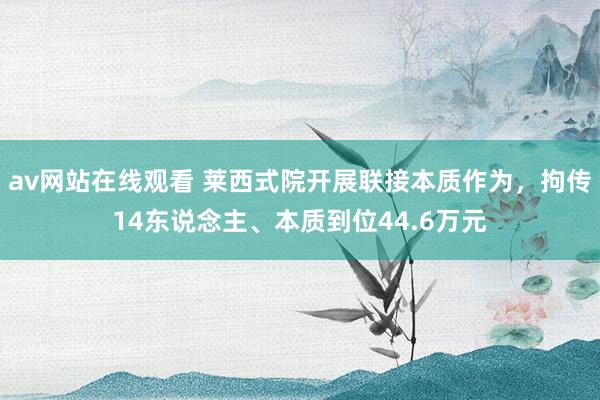 av网站在线观看 莱西式院开展联接本质作为，拘传14东说念主、本质到位44.6万元