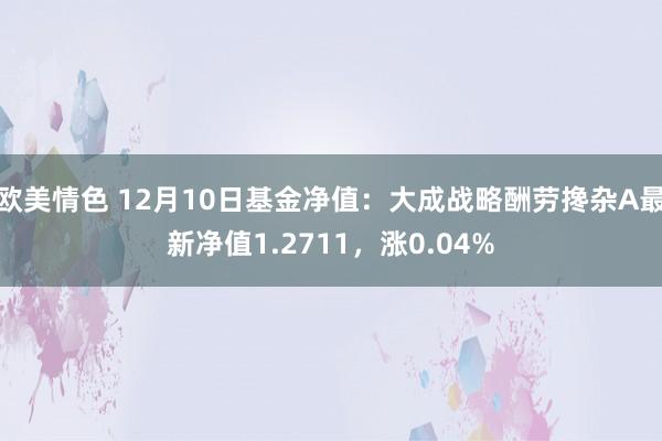 欧美情色 12月10日基金净值：大成战略酬劳搀杂A最新净值1.2711，涨0.04%