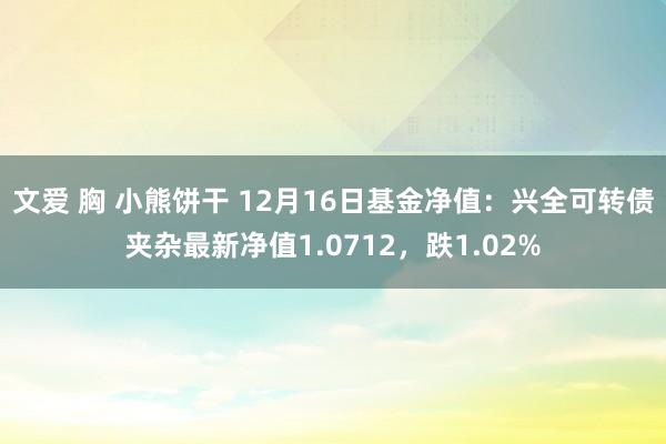 文爱 胸 小熊饼干 12月16日基金净值：兴全可转债夹杂最新净值1.0712，跌1.02%