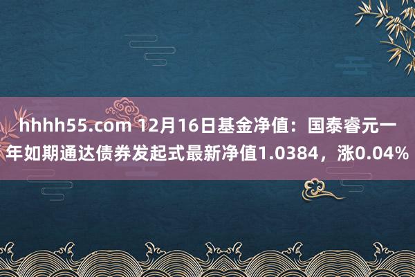 hhhh55.com 12月16日基金净值：国泰睿元一年如期通达债券发起式最新净值1.0384，涨0.04%