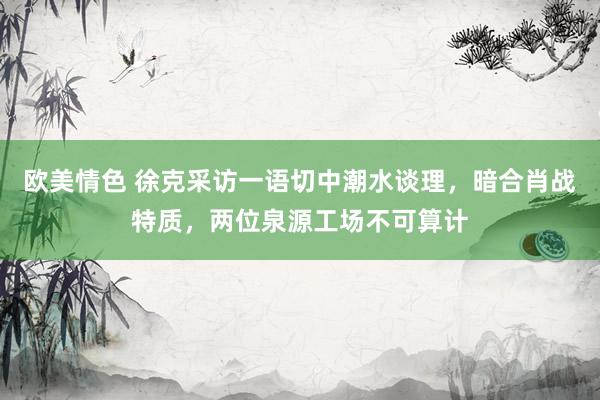 欧美情色 徐克采访一语切中潮水谈理，暗合肖战特质，两位泉源工场不可算计