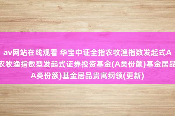 av网站在线观看 华宝中证全指农牧渔指数发起式A: 华宝中证全指农牧渔指数型发起式证券投资基金(A类份额)基金居品贵寓纲领(更新)