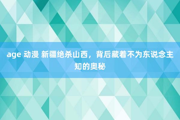 age 动漫 新疆绝杀山西，背后藏着不为东说念主知的奥秘