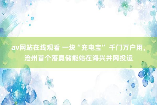 av网站在线观看 一块“充电宝” 千门万户用，沧州首个落寞储能站在海兴并网投运