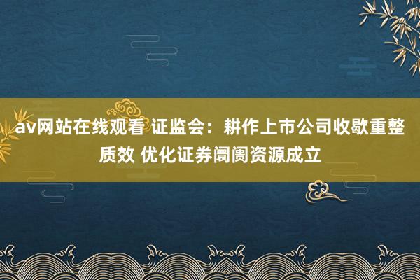 av网站在线观看 证监会：耕作上市公司收歇重整质效 优化证券阛阓资源成立