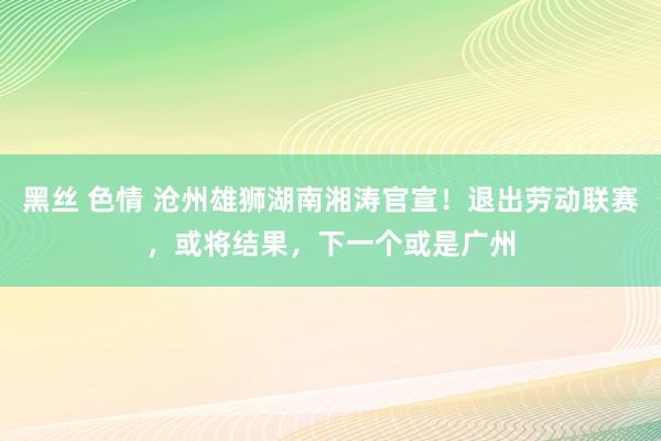 黑丝 色情 沧州雄狮湖南湘涛官宣！退出劳动联赛，或将结果，下一个或是广州