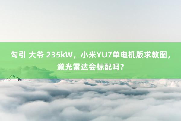 勾引 大爷 235kW，小米YU7单电机版求教图，激光雷达会标配吗？