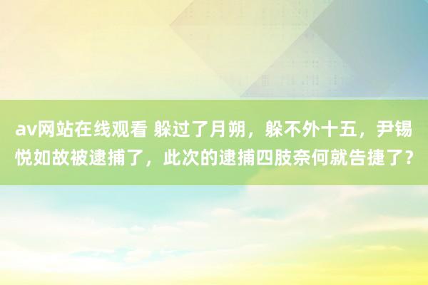 av网站在线观看 躲过了月朔，躲不外十五，尹锡悦如故被逮捕了，此次的逮捕四肢奈何就告捷了？