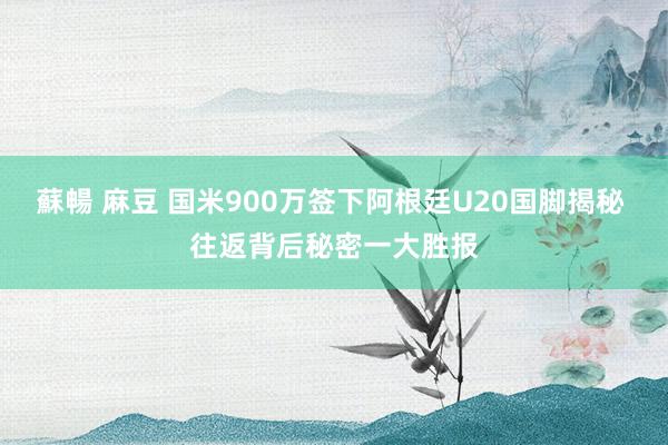 蘇暢 麻豆 国米900万签下阿根廷U20国脚揭秘 往返背后秘密一大胜报